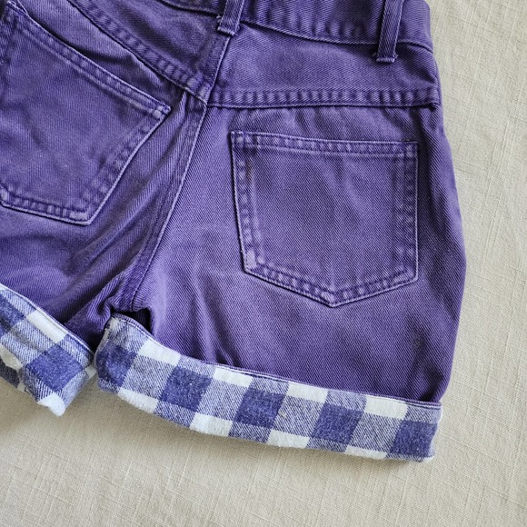 Vintage Purple & Gingham Jean Shorts kids 7 - Picture 3 of 9